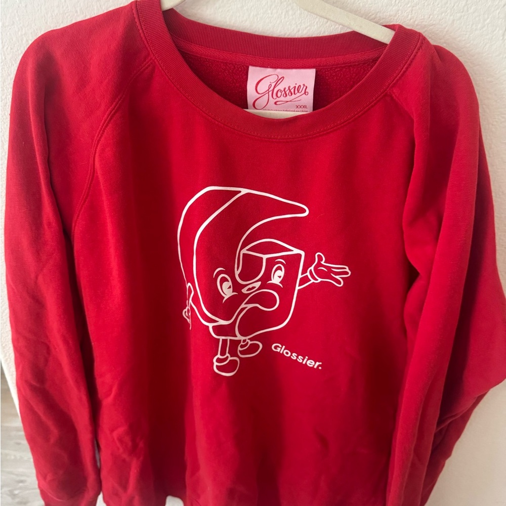 Glossier Red Sweatshirt with White Graphic